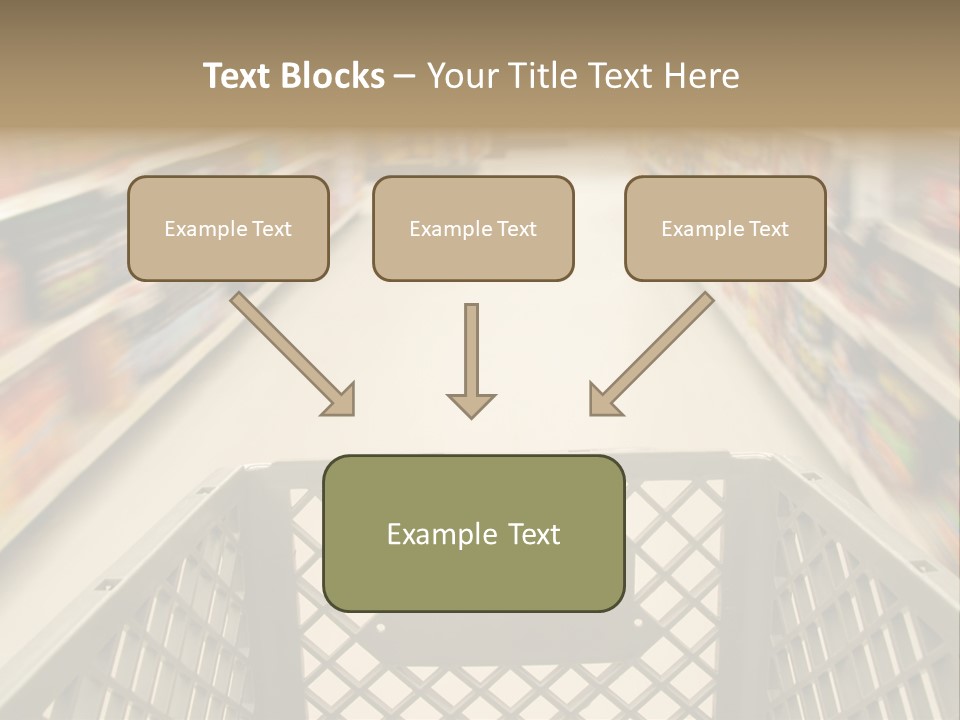 Shopping Cart Moving Through Market PowerPoint Template