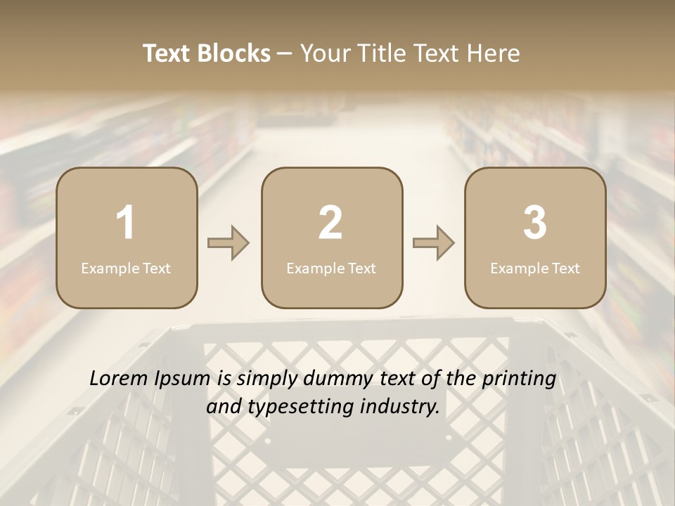 Shopping Cart Moving Through Market PowerPoint Template