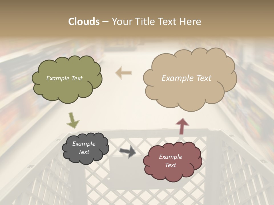 Shopping Cart Moving Through Market PowerPoint Template