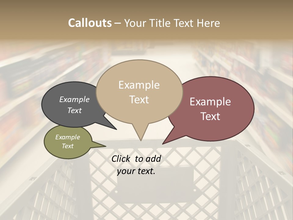 Shopping Cart Moving Through Market PowerPoint Template
