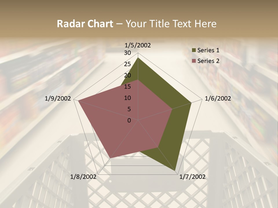 Shopping Cart Moving Through Market PowerPoint Template