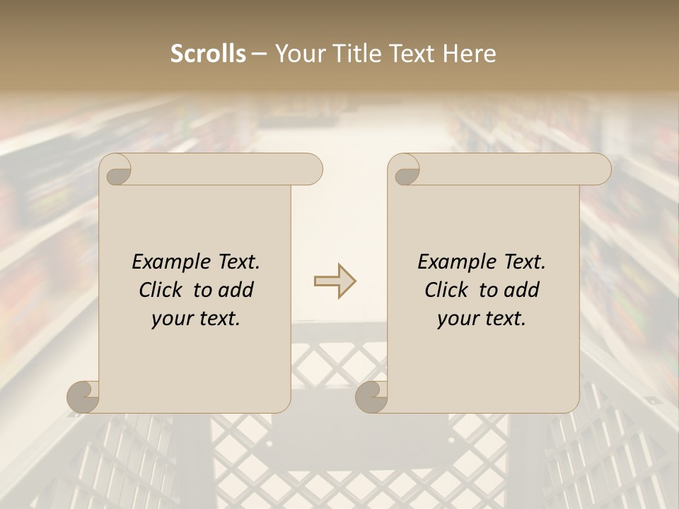 Shopping Cart Moving Through Market PowerPoint Template