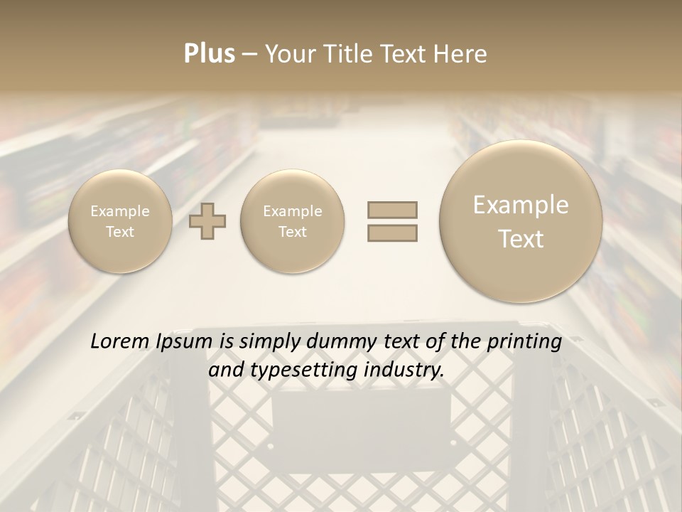Shopping Cart Moving Through Market PowerPoint Template