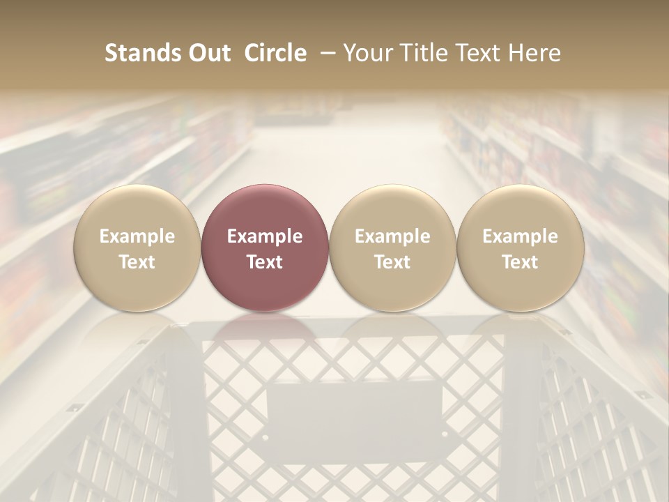 Shopping Cart Moving Through Market PowerPoint Template
