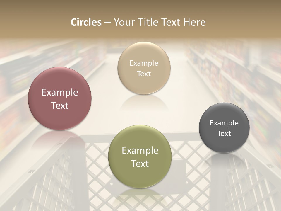 Shopping Cart Moving Through Market PowerPoint Template