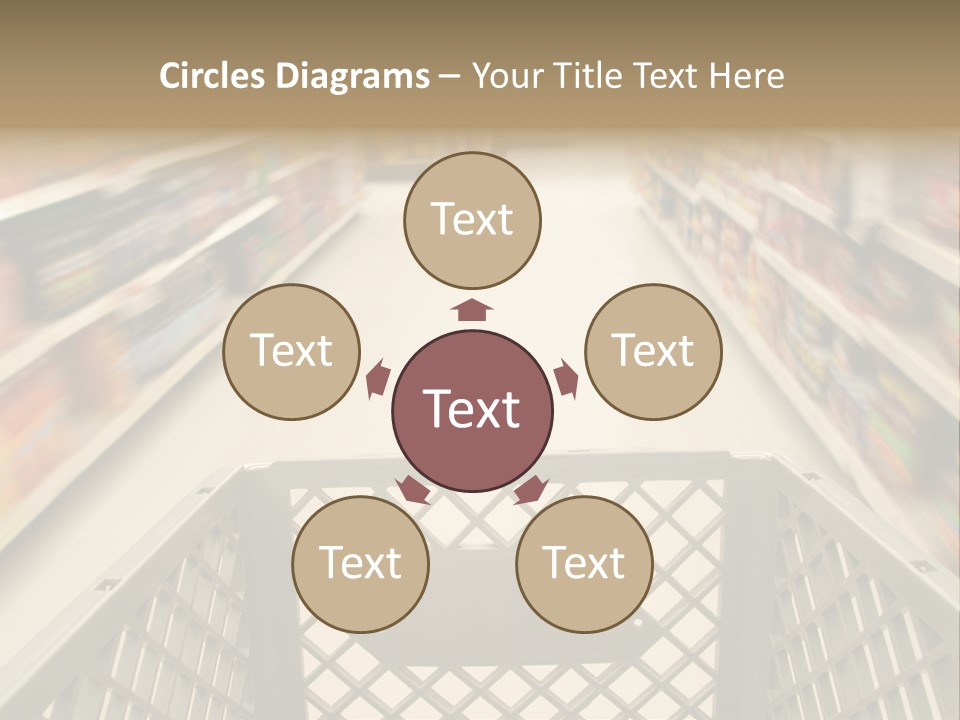 Shopping Cart Moving Through Market PowerPoint Template