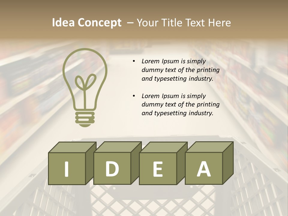 Shopping Cart Moving Through Market PowerPoint Template