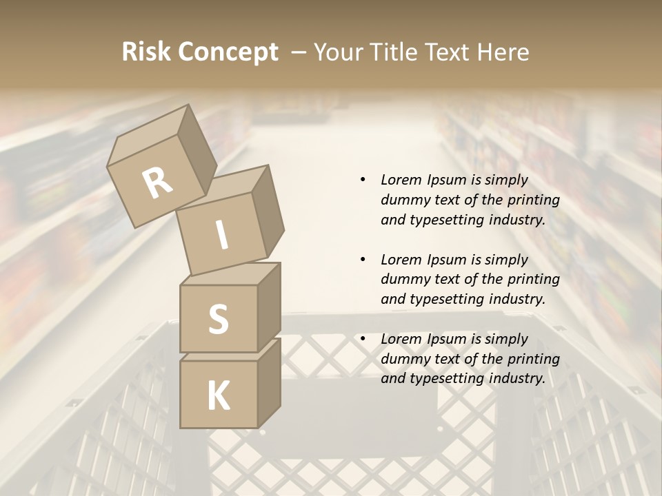 Shopping Cart Moving Through Market PowerPoint Template