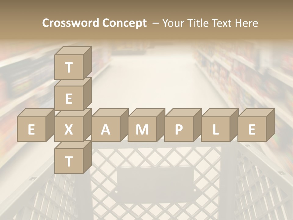 Shopping Cart Moving Through Market PowerPoint Template