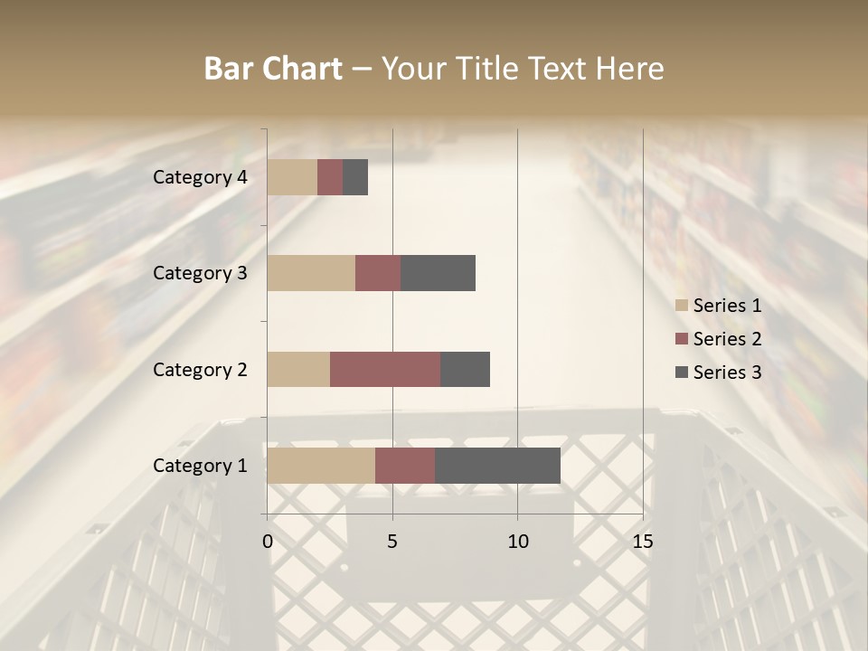 Shopping Cart Moving Through Market PowerPoint Template
