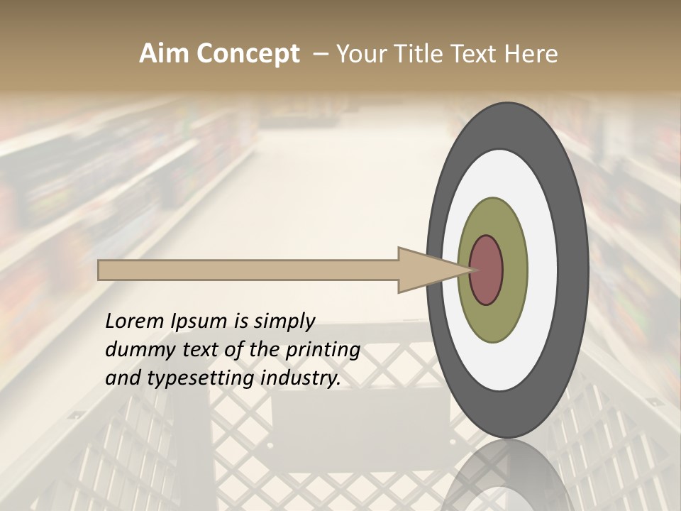 Shopping Cart Moving Through Market PowerPoint Template