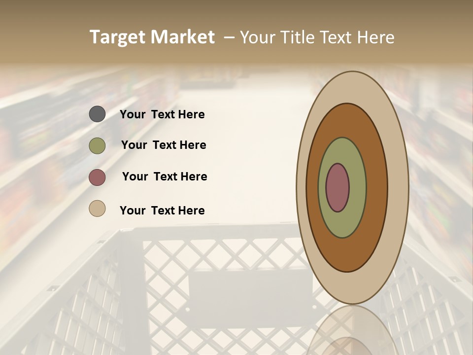 Shopping Cart Moving Through Market PowerPoint Template