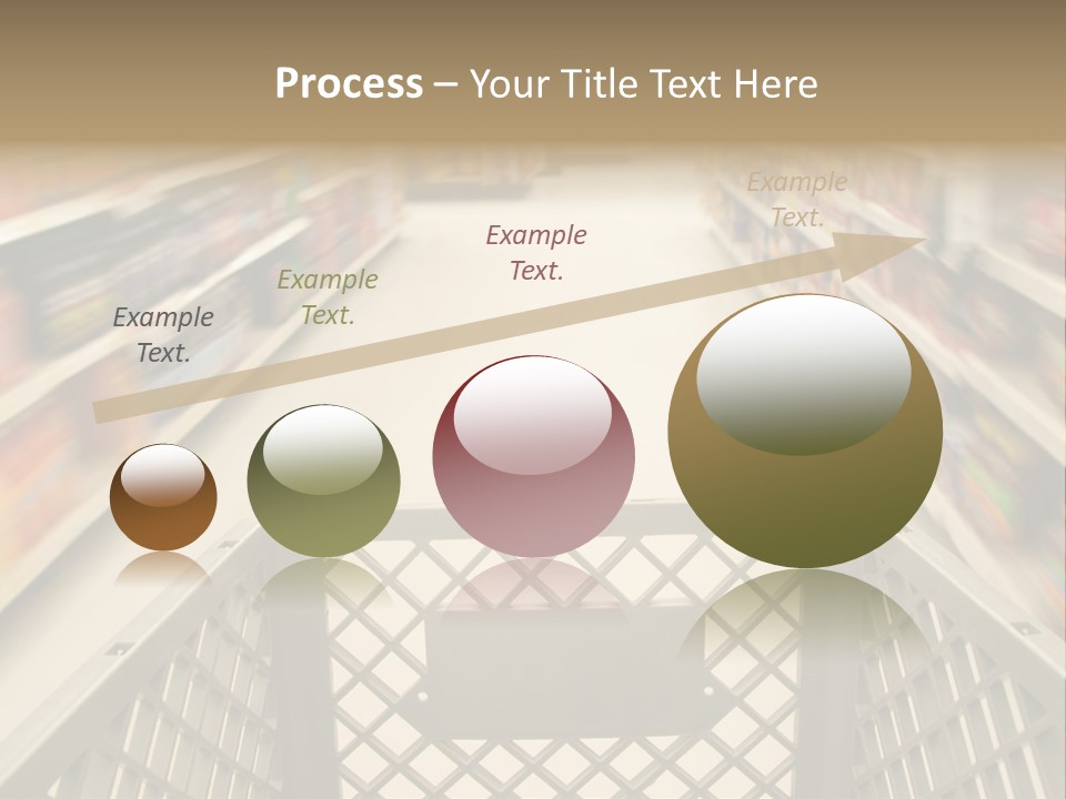 Shopping Cart Moving Through Market PowerPoint Template