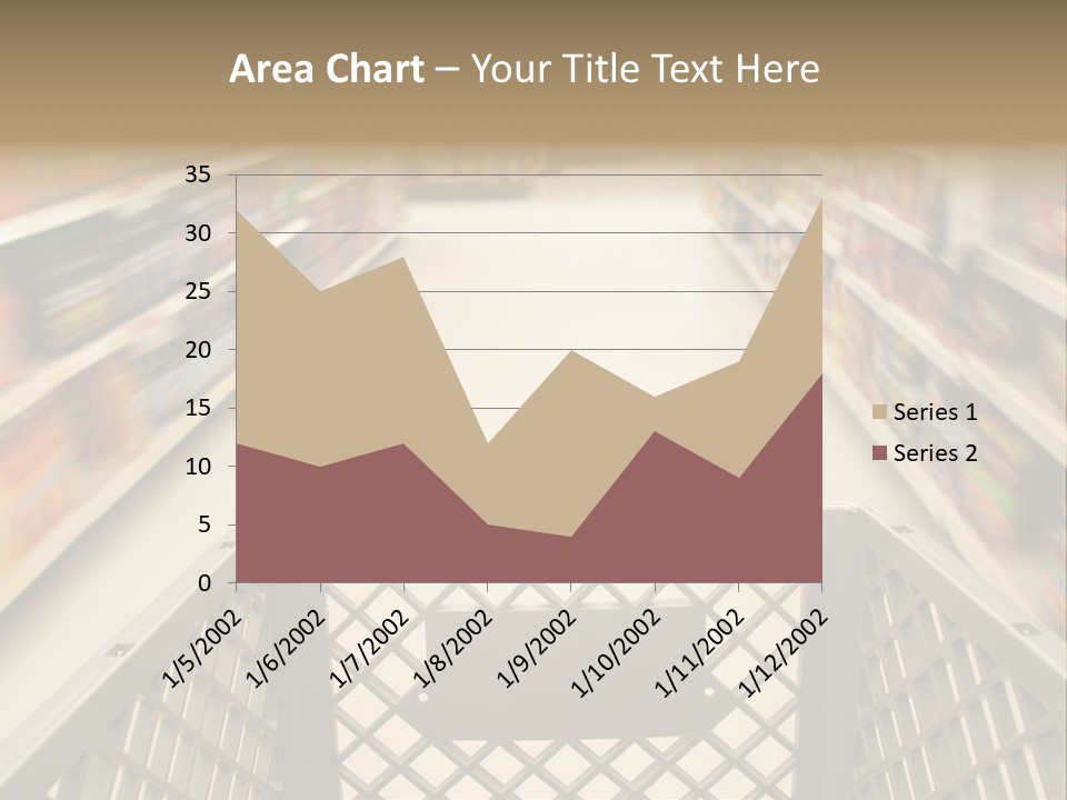 Shopping Cart Moving Through Market PowerPoint Template