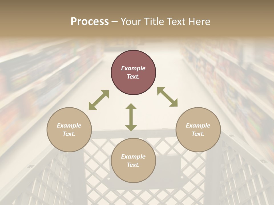 Shopping Cart Moving Through Market PowerPoint Template