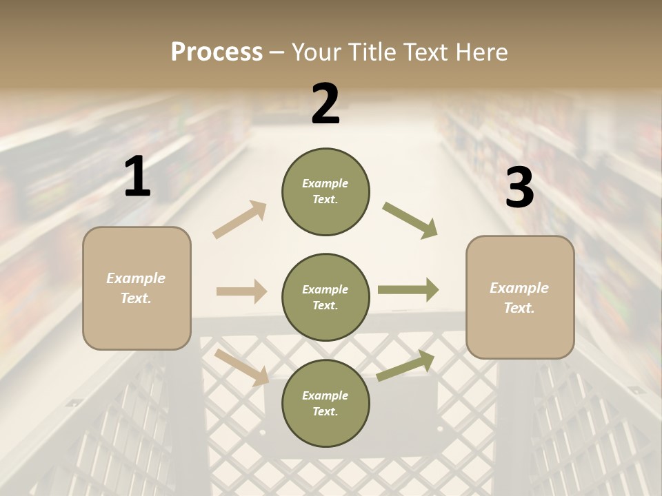 Shopping Cart Moving Through Market PowerPoint Template