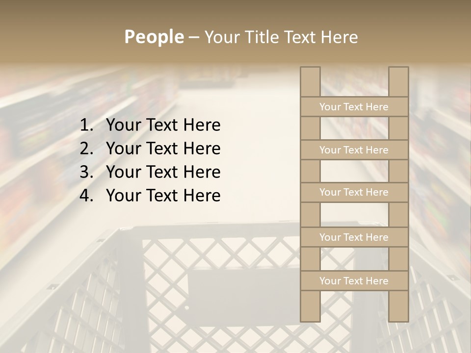 Shopping Cart Moving Through Market PowerPoint Template