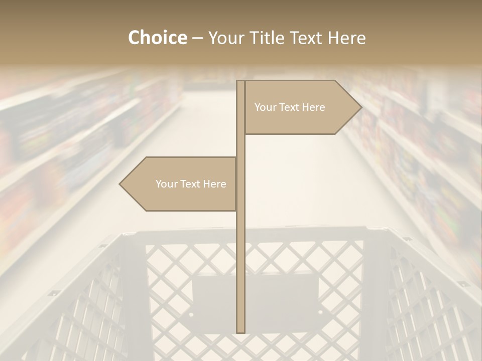Shopping Cart Moving Through Market PowerPoint Template