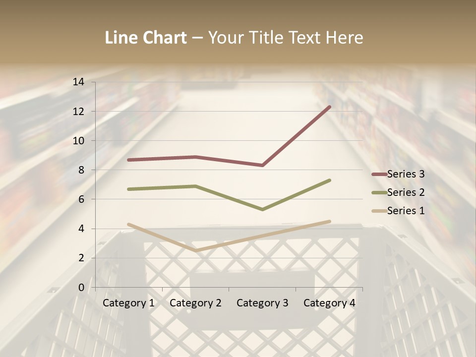 Shopping Cart Moving Through Market PowerPoint Template