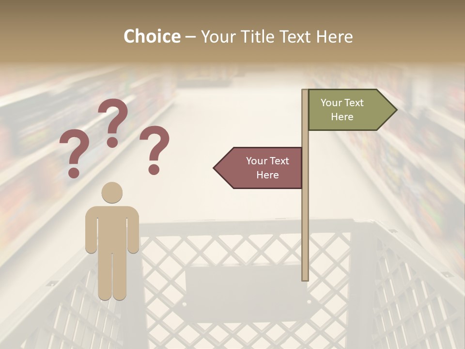 Shopping Cart Moving Through Market PowerPoint Template