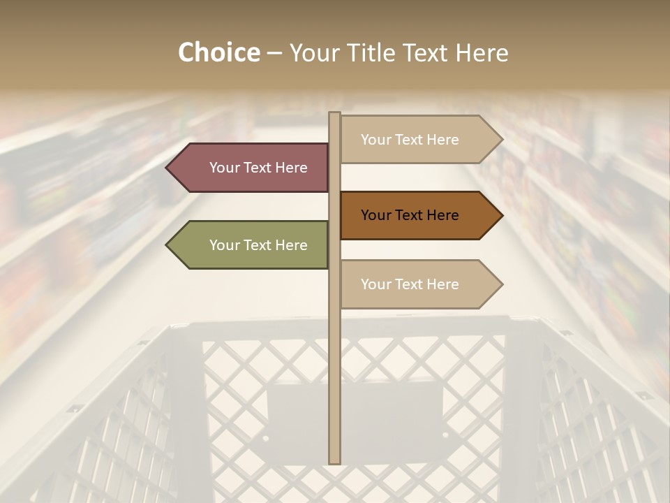 Shopping Cart Moving Through Market PowerPoint Template