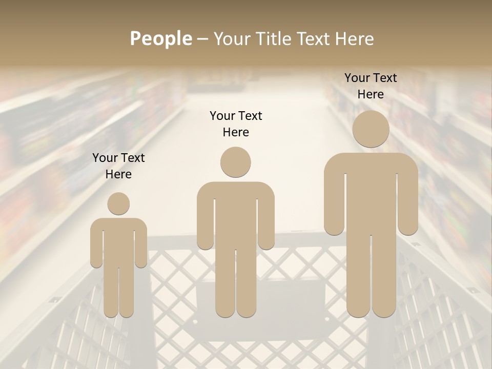 Shopping Cart Moving Through Market PowerPoint Template
