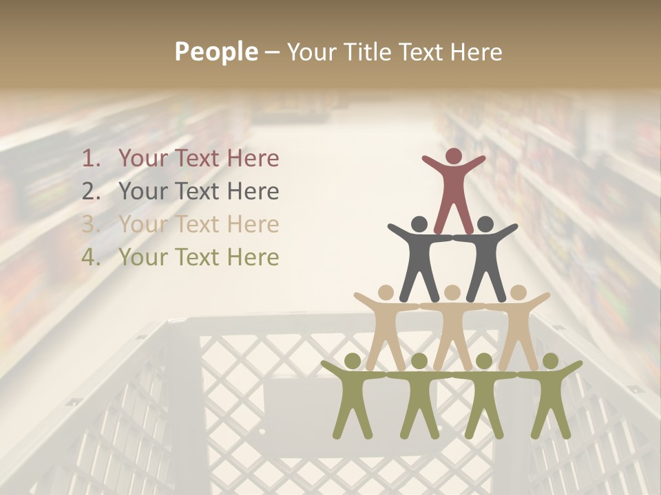 Shopping Cart Moving Through Market PowerPoint Template
