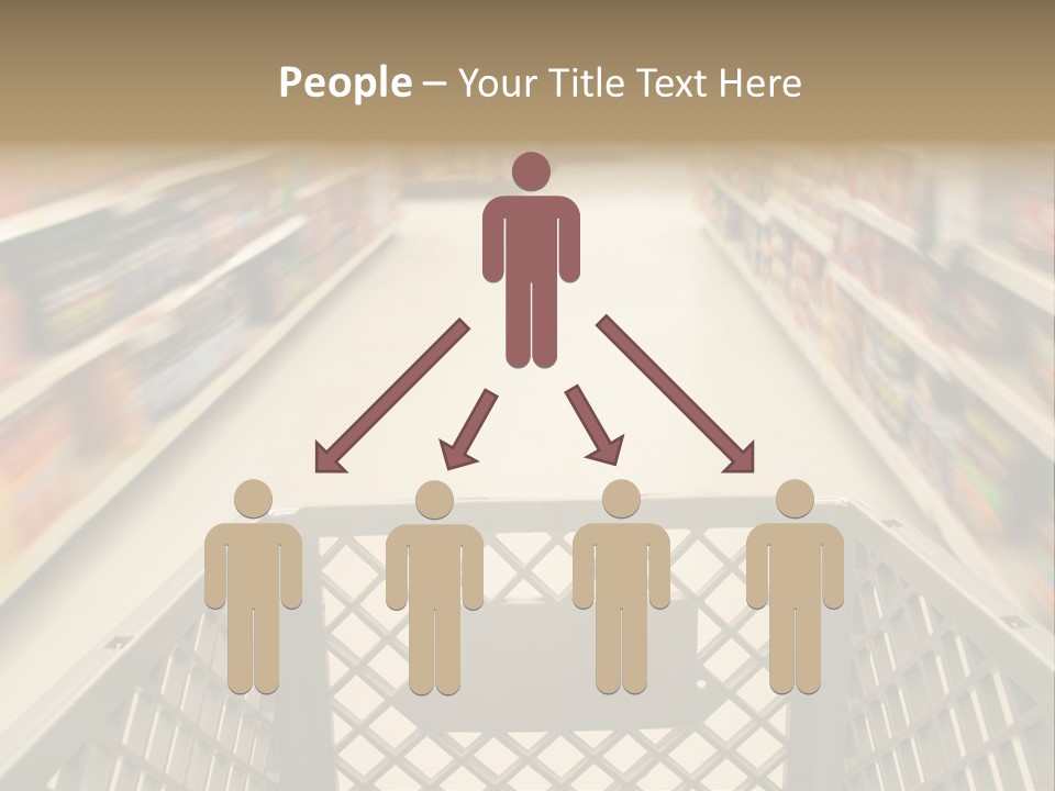 Shopping Cart Moving Through Market PowerPoint Template