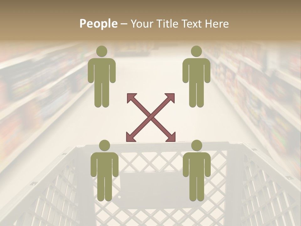 Shopping Cart Moving Through Market PowerPoint Template
