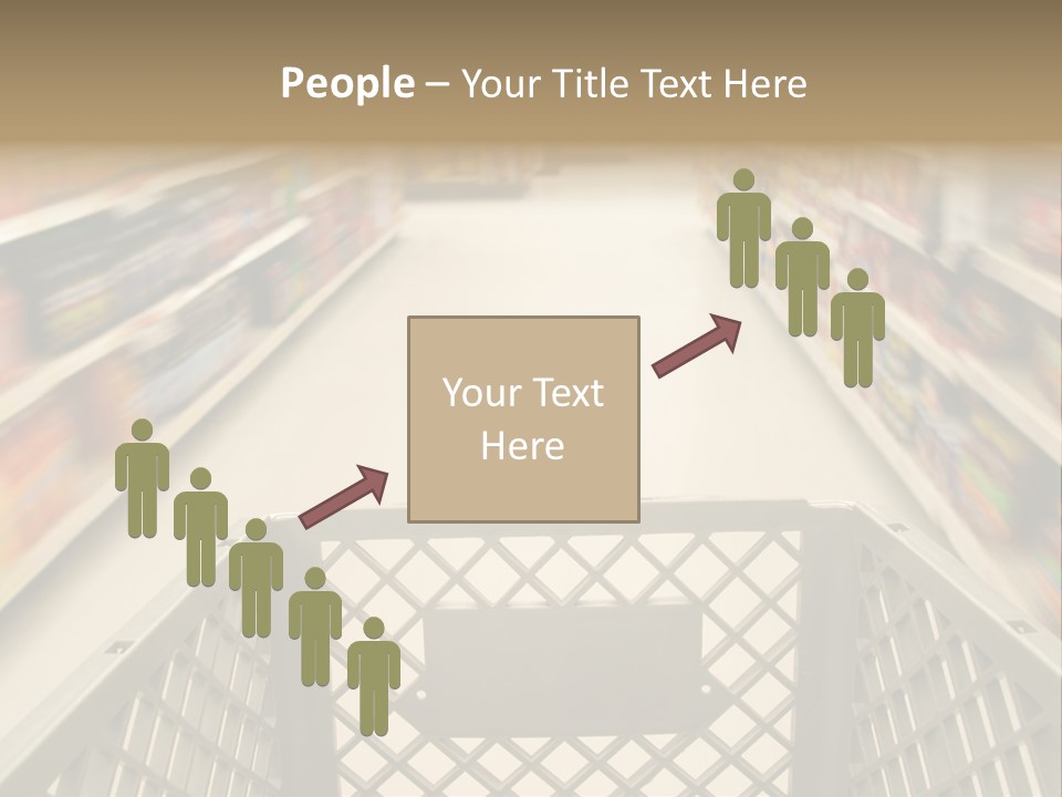 Shopping Cart Moving Through Market PowerPoint Template