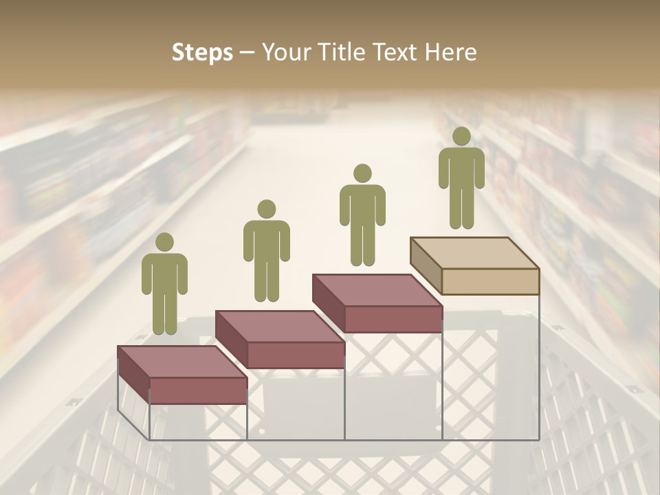 Shopping Cart Moving Through Market PowerPoint Template