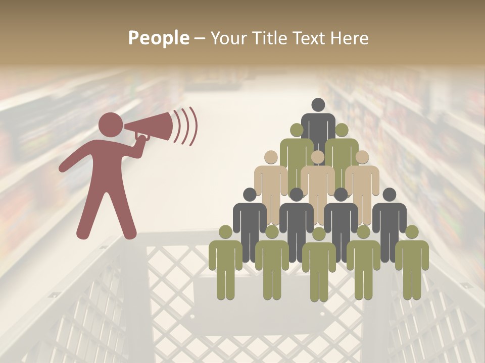 Shopping Cart Moving Through Market PowerPoint Template