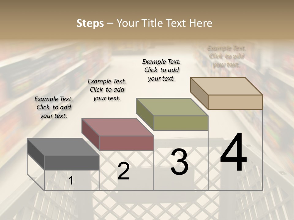 Shopping Cart Moving Through Market PowerPoint Template
