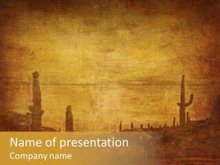 Grunge Background With Wild West Landscape PowerPoint Template