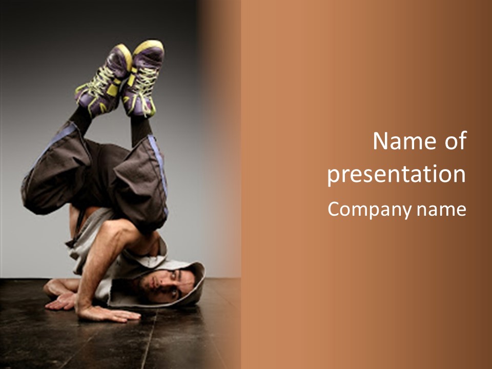A Man Is Doing A Handstand On The Floor PowerPoint Template