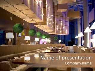 Interior Of Modern Nigt Club Or Restaurant PowerPoint Template