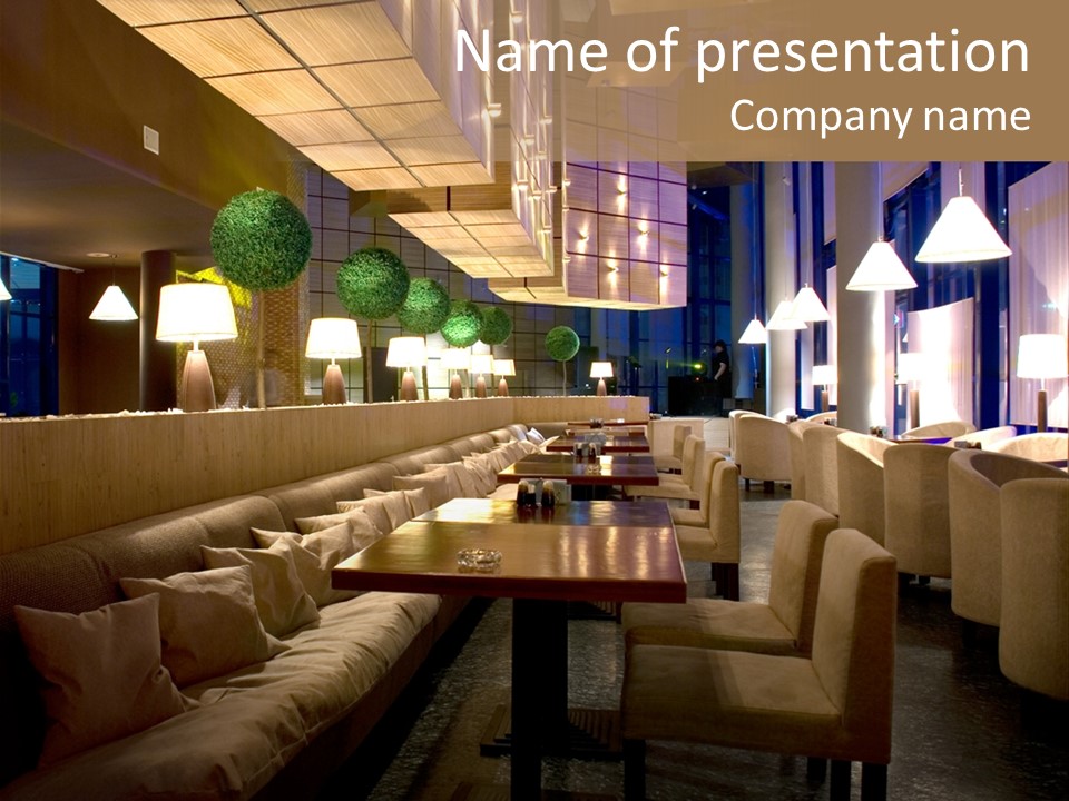 Interior Of Modern Nigt Club Or Restaurant PowerPoint Template