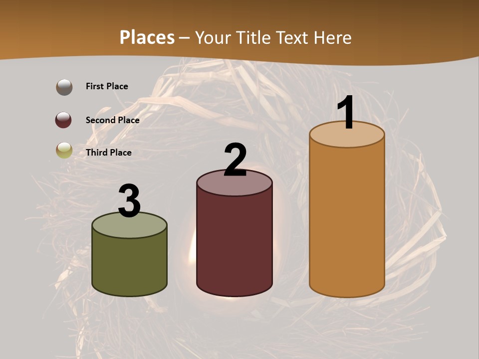 Golden Egg Inside A Nest On Black Background PowerPoint Template