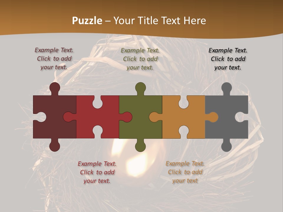 Golden Egg Inside A Nest On Black Background PowerPoint Template