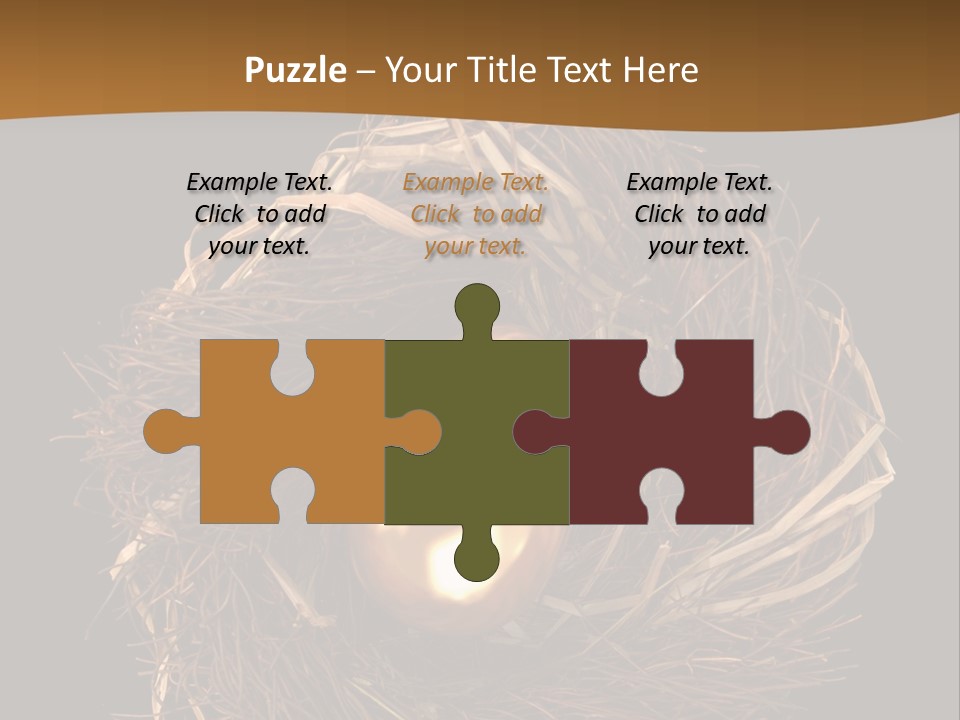 Golden Egg Inside A Nest On Black Background PowerPoint Template