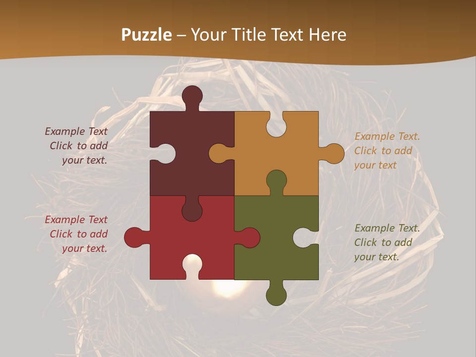 Golden Egg Inside A Nest On Black Background PowerPoint Template