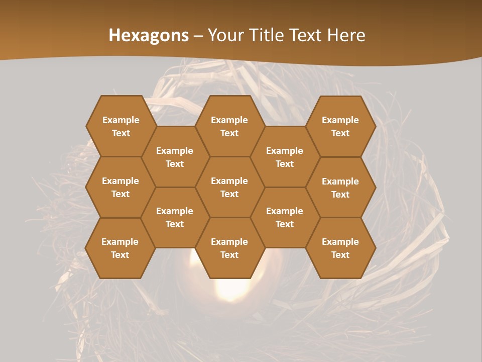 Golden Egg Inside A Nest On Black Background PowerPoint Template