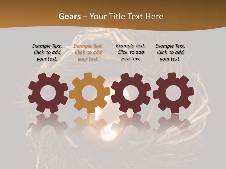 Golden Egg Inside A Nest On Black Background PowerPoint Template