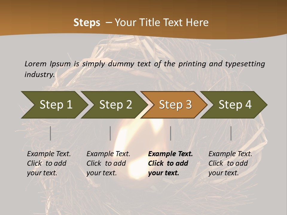 Golden Egg Inside A Nest On Black Background PowerPoint Template