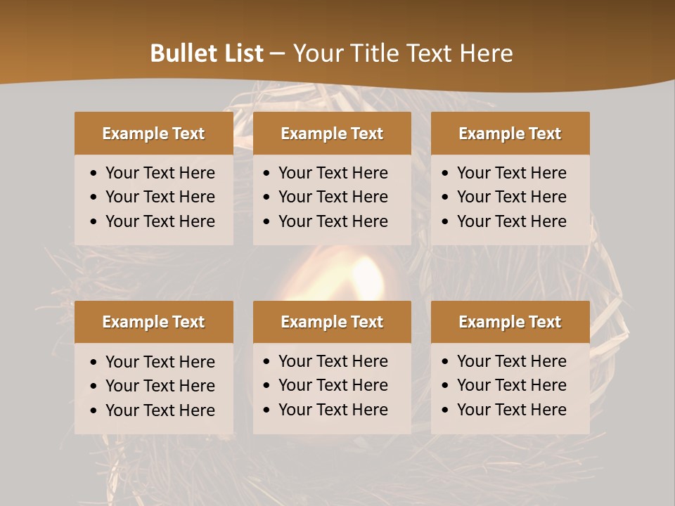 Golden Egg Inside A Nest On Black Background PowerPoint Template