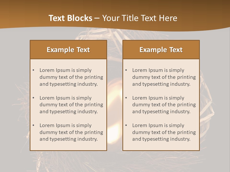 Golden Egg Inside A Nest On Black Background PowerPoint Template