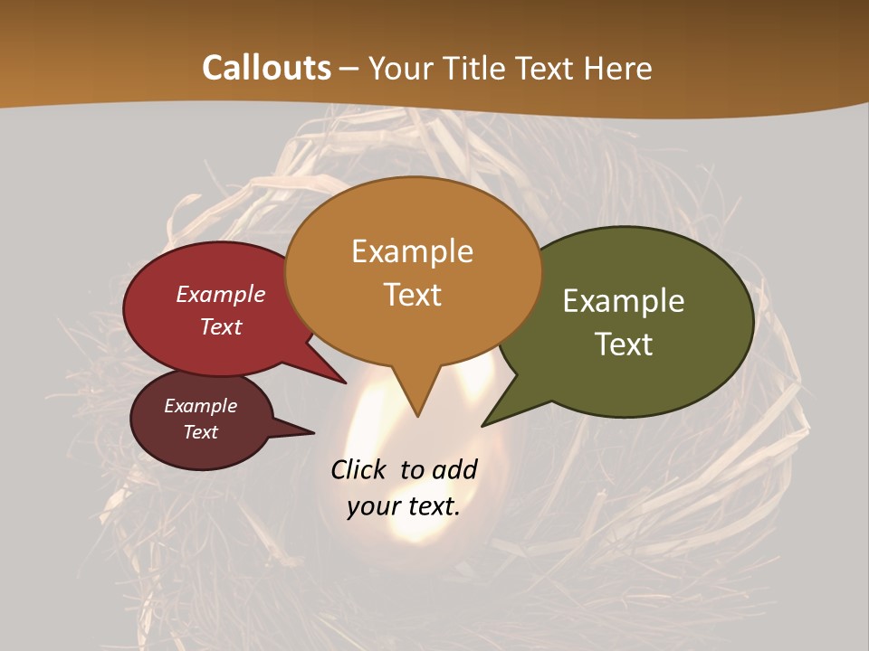 Golden Egg Inside A Nest On Black Background PowerPoint Template