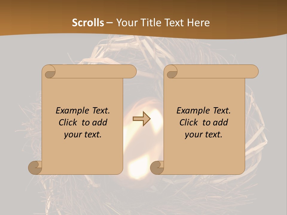 Golden Egg Inside A Nest On Black Background PowerPoint Template