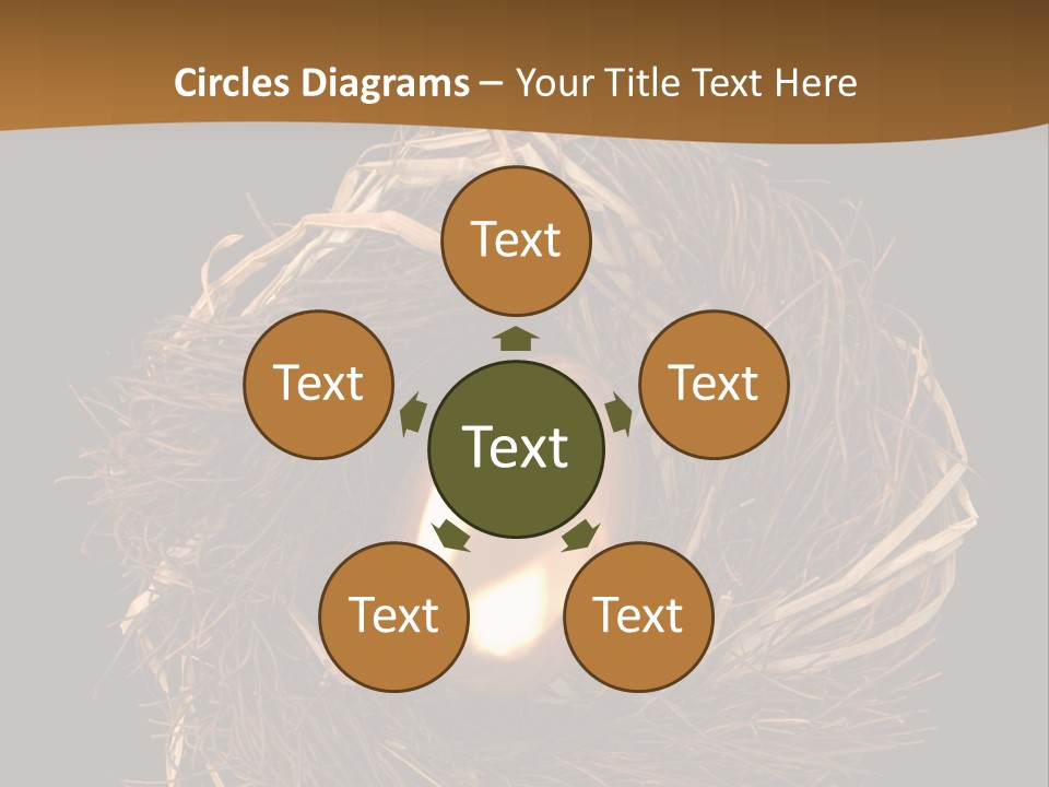 Golden Egg Inside A Nest On Black Background PowerPoint Template