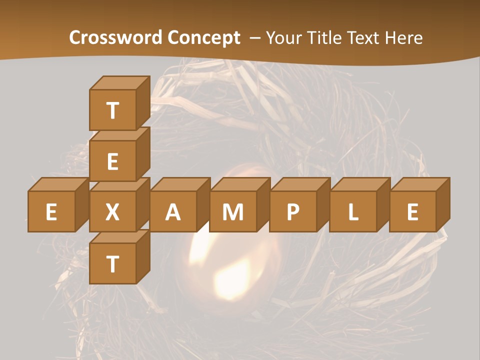 Golden Egg Inside A Nest On Black Background PowerPoint Template